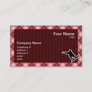 Carte De Visite Snowboarding rouge de plaid