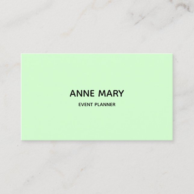 Carte De Visite Snowy Mint Green Professionnel Moderne coloré (Devant)