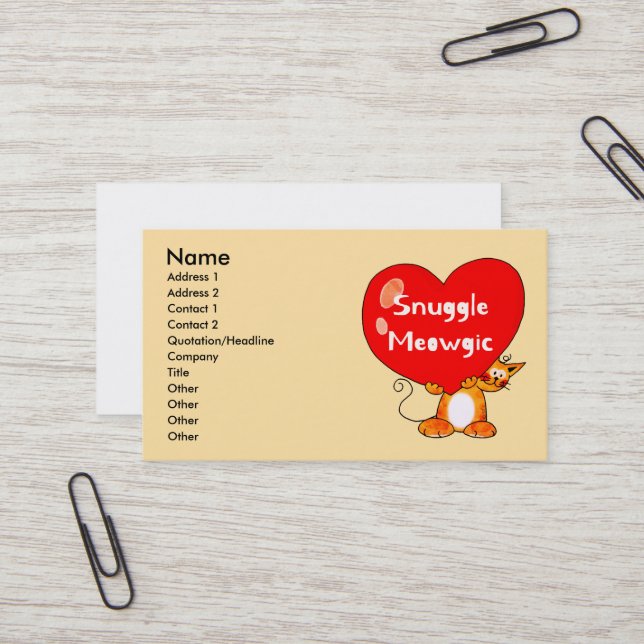 Carte De Visite Snuggle Meowgic Funny Chat Pun Art (Devant/Arrière en situation)
