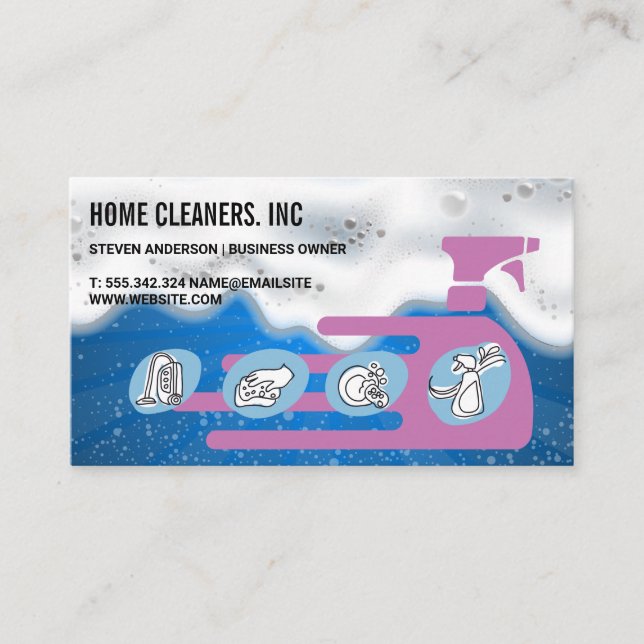 Carte De Visite Soap Bubbles | Cleaning Services Icon (Devant)
