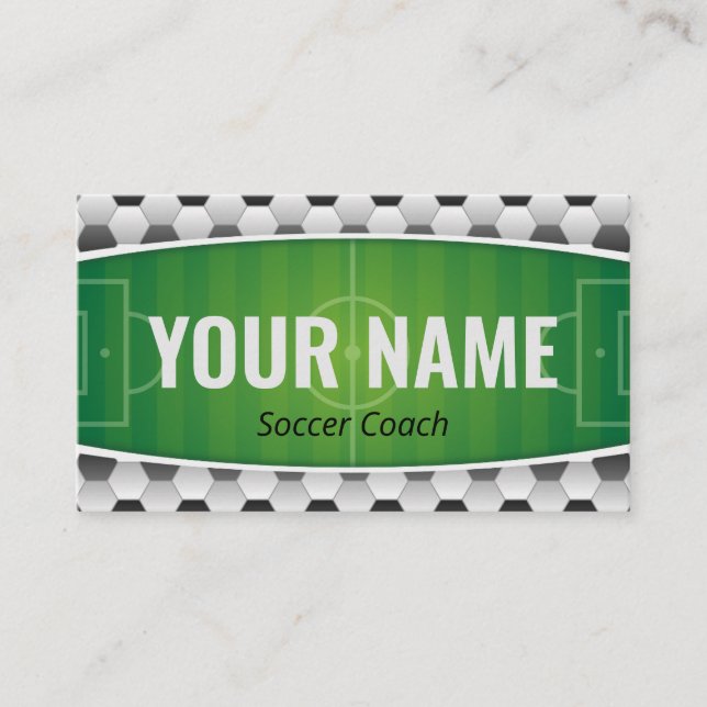 Carte De Visite Soccer Coach Joueur Green Field Modern Ball Sport (Devant)
