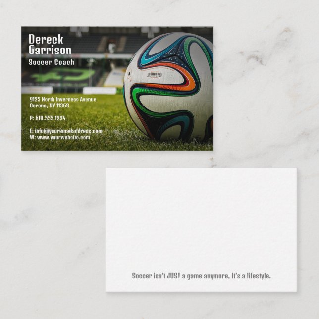 Carte De Visite Soccer | Football Sports Coach (Devant / Derrière)