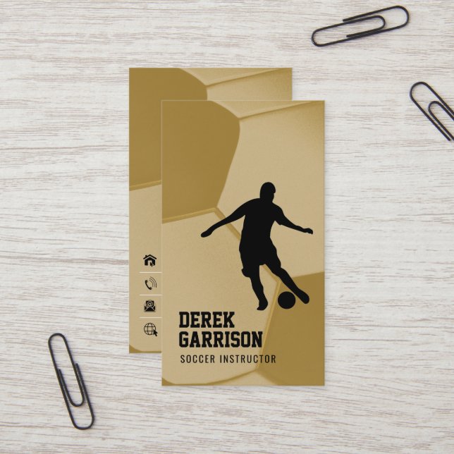 Carte De Visite Soccer | Football Sports Coach Gold (Devant/Arrière en situation)