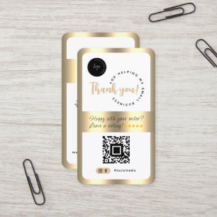 Carte De Visite Social Media Business QR Code Logo Merci Gold