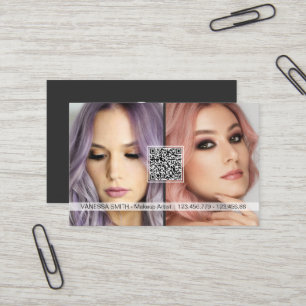 Carte De Visite Social media code QR maquillage moderne photo d'ar