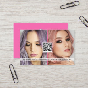 Carte De Visite Social media code QR maquillage moderne photo d'ar