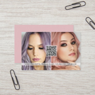 Carte De Visite Social media code QR maquillage moderne photo d'ar
