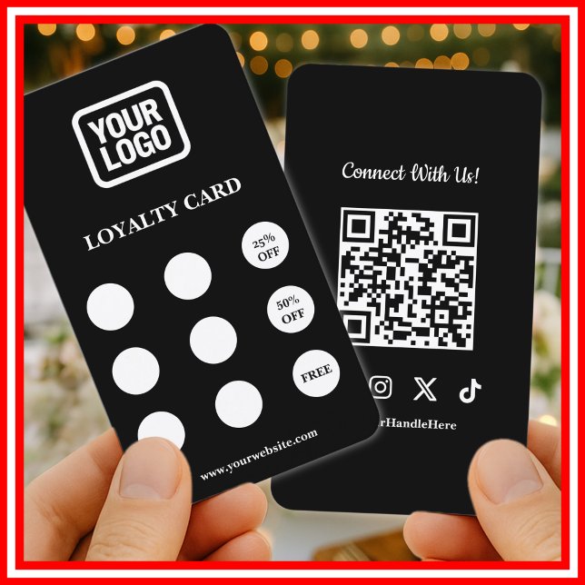 Carte De Visite Social Media Connect With Us QR Code Loyalty Card (Créateur téléchargé)