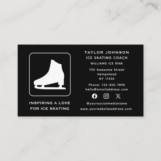 Carte De Visite Social Media Instructeur de patinage sur glace Coa (Devant)