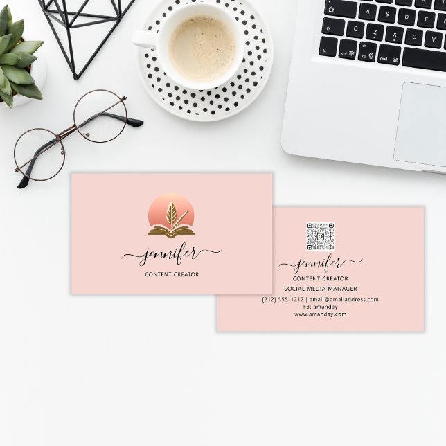 Carte De Visite Social Media Manager Content Creator Logo Code QR (Social Media Manager Content Creator Logo QR Code Business Card)