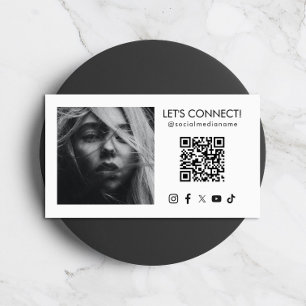 Carte De Visite Social Media QR Code Ajouter une photo Blanc