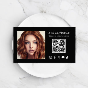 Carte De Visite Social Media QR Code Ajouter une photo Noir
