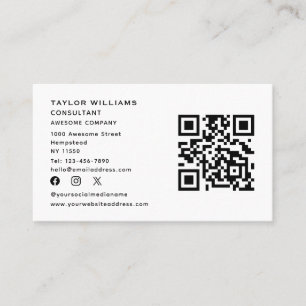 Carte De Visite Social Media QR Code Connexion Nous Noir Blanc