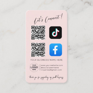 Carte De Visite Social Media QR Code - Design rose