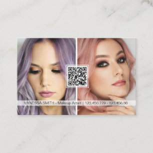 Carte De Visite Social media QR code maquillage moderne photo arti