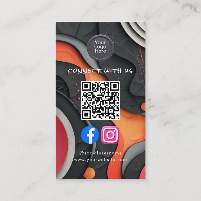Carte De Visite Social Media QR Code Modern Pro Minimalist Sleek B (Devant)