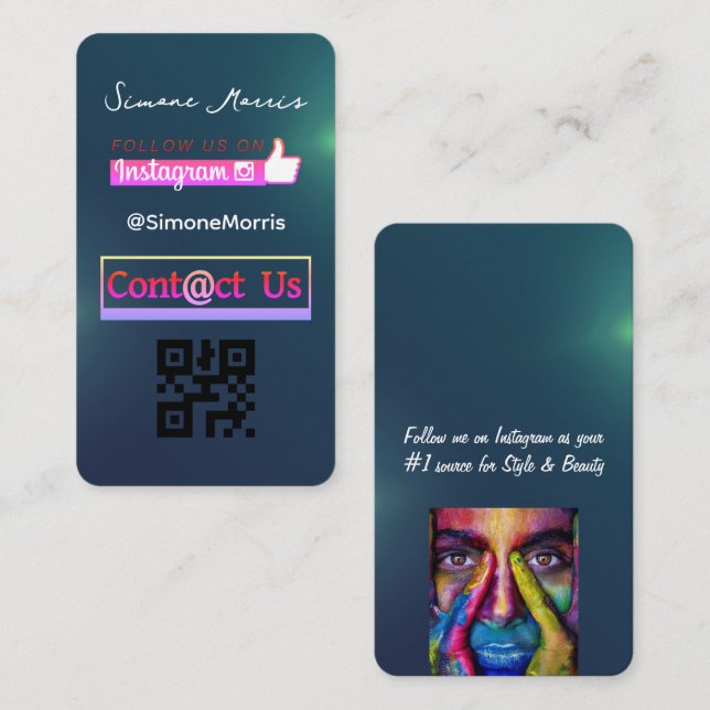 Carte De Visite Social Media QR Code -Photographies (Devant / Derrière)