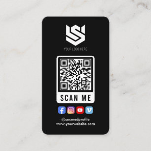 Carte De Visite Social Media Scan Me QR Code Logo Modern Simple