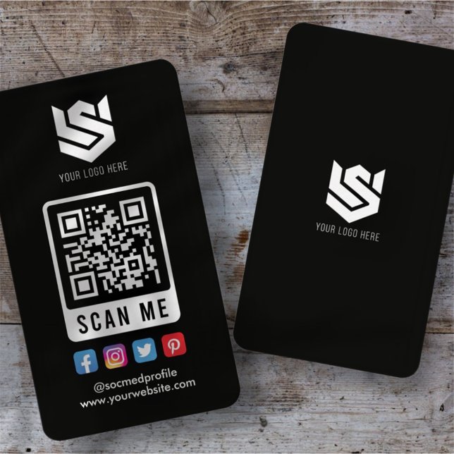 Carte De Visite Social Media Scan Me QR Code Logo Modern Simple (Créateur téléchargé)
