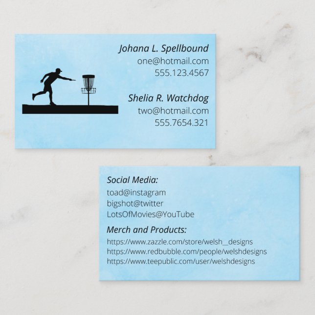 Carte de visite sociale bleue-Disc Golf (Devant / Derrière)