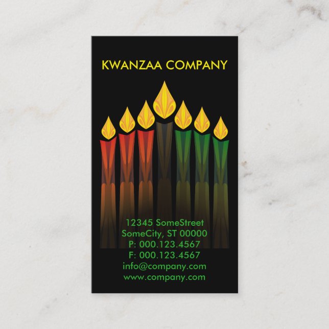 Carte De Visite société de bougies kwanzaa (Devant)