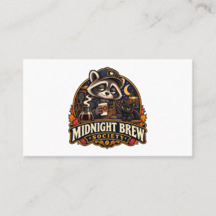 Carte De Visite Société de café Raton laveur Vintage Midnight Brew