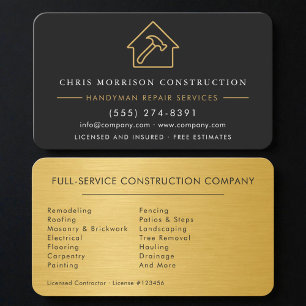 Carte De Visite Société de Construction Moderne Or Noir