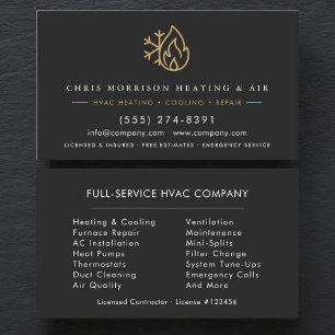 Carte De Visite Société de services CVC moderne Black Gold 