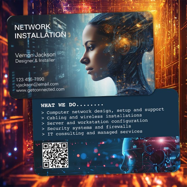 Carte De Visite Société d'installation de réseau futuriste (Créateur téléchargé)