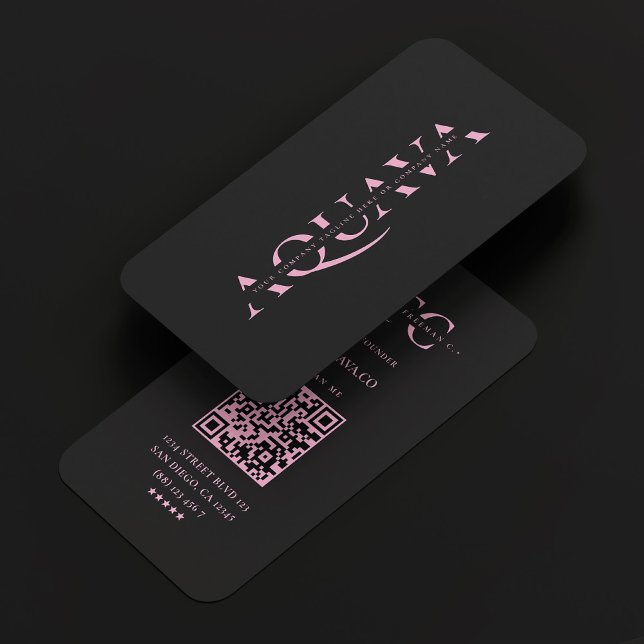 Carte De Visite Société esthétique Monogramme noir rose (Créateur téléchargé)