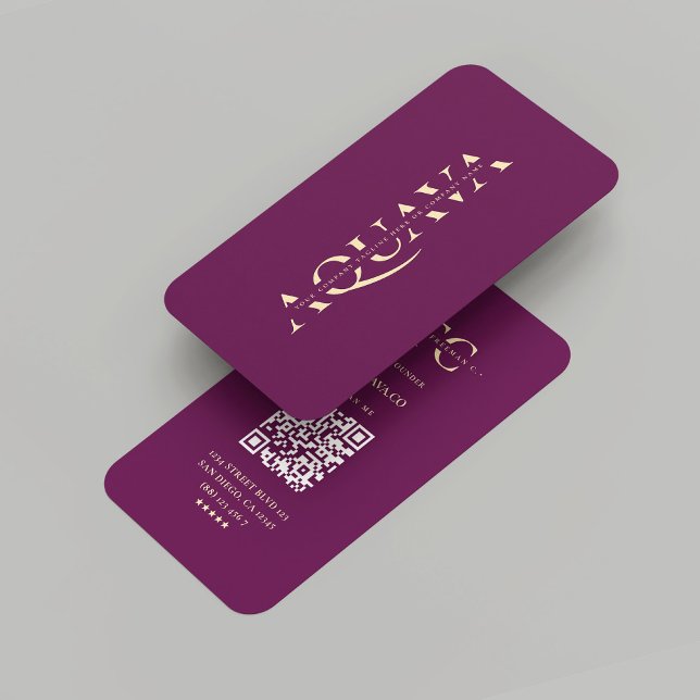 Carte De Visite Société moderne Monogram Luxe Purple Or (Modern Company Monogram Luxury Purple Gold Business Card
)