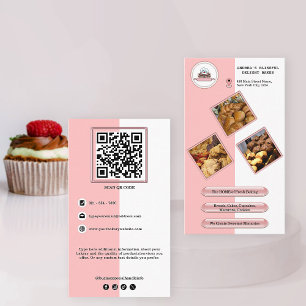 Carte De Visite Soft Blush Bakery Logo Contact   Photos et code QR