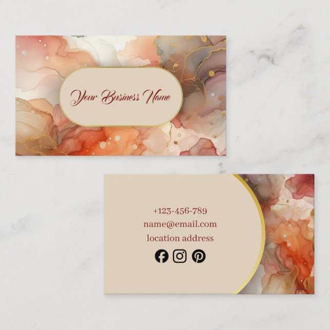 Carte De Visite Soft blush, elegant marble Sparkle (Devant / Derrière)