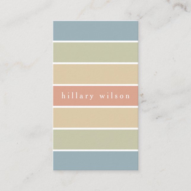 Carte De Visite Soft colours palette stripes geometric retro (Devant)