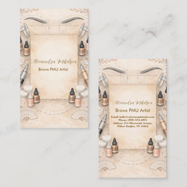 Carte De Visite Soft Neutral PMU Studio Branding (Devant / Derrière)