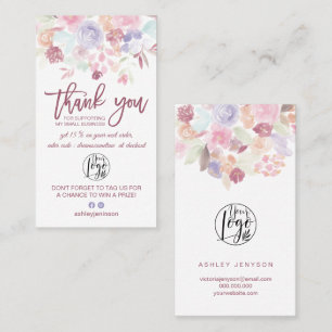 Carte De Visite Soft pastel floral script logo commander merci