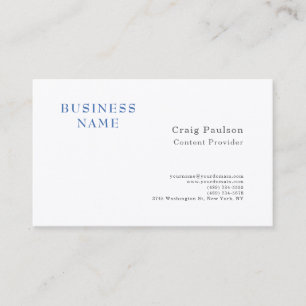 Carte De Visite Soie Premium Bleue Blanche Minimaliste Moderne