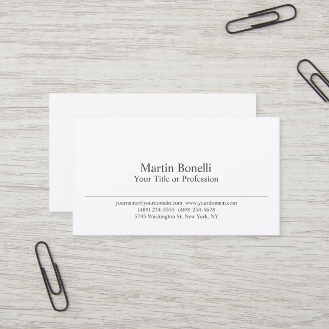 Carte De Visite Soie Premium Noir & Blanc Moderne Professionnel (Devant/Arrière en situation)