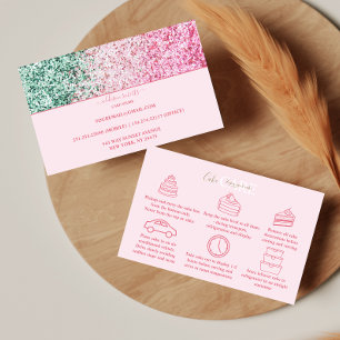Carte De Visite Soin de gâteau au look féminin rose élégant