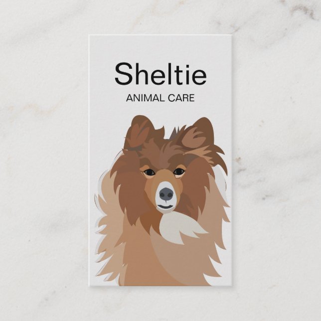 Carte De Visite Soin des Animaux Sheltie Chien (Devant)