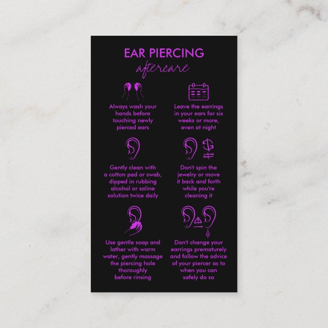 Carte De Visite Soin des oreilles percées Violet (Dos)