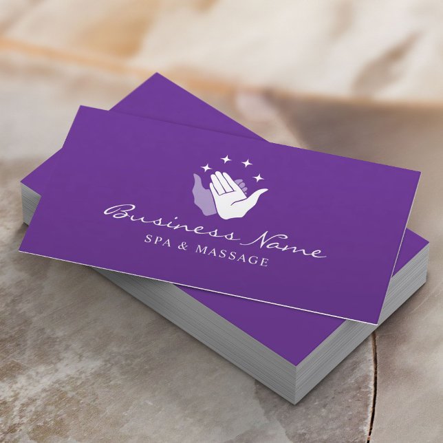 Carte De Visite Soin Mains Massage Thérapie Wellness SPA Purple (Créateur téléchargé)