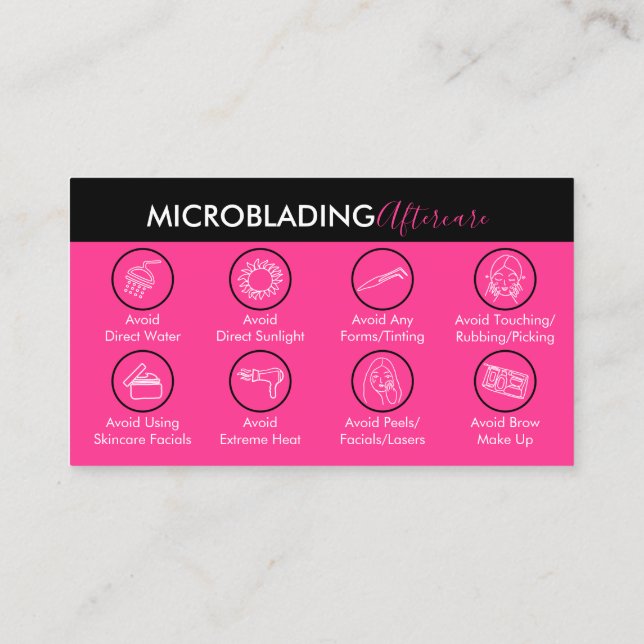 Carte De Visite Soin post-intervention de Microblading Rose Néon (Dos)