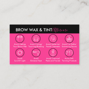 Carte De Visite Soins après la teinture de cire pour sourcils rose