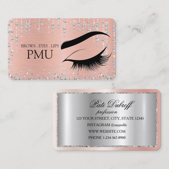 Carte De Visite Soins après-sourcils Bleu PMU Microblading Henné S (Devant / Derrière)