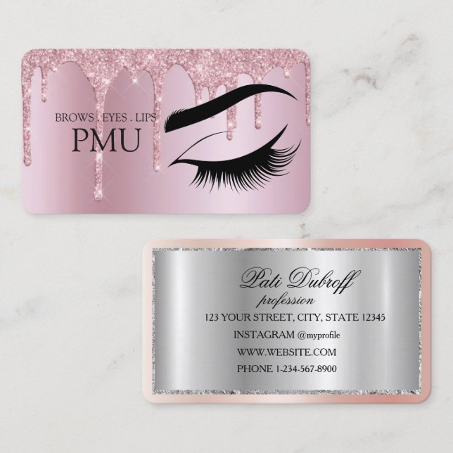 Carte De Visite Soins après-sourcils Bleu PMU Microblading Henné S (Devant / Derrière)