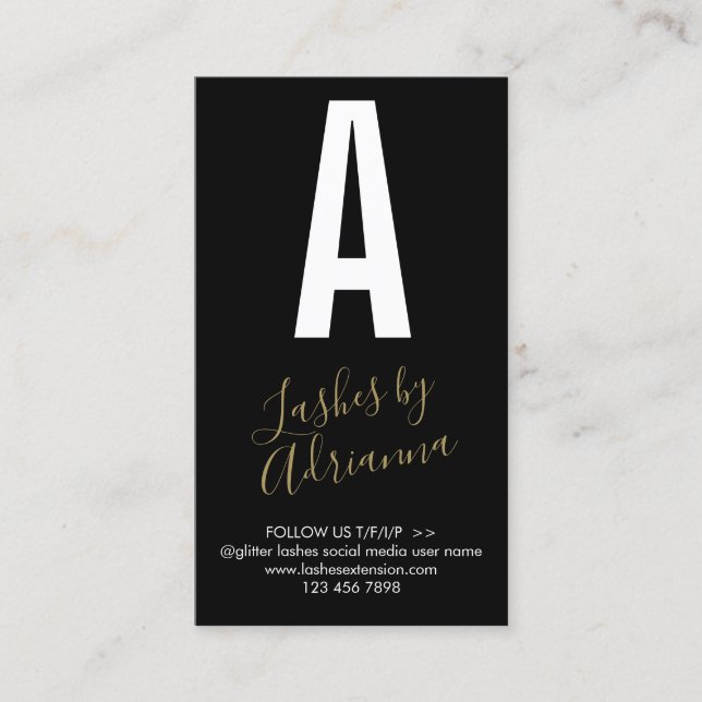 Carte De Visite Soins après-vente des extensions de cils Black Gol (Devant)