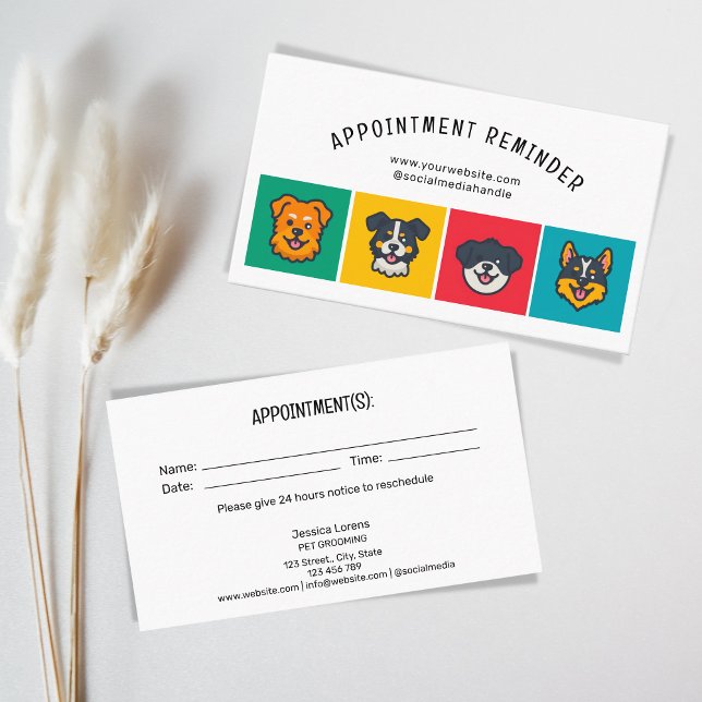 Carte De Visite Soins aux animaux de compagnie mignons Prochain Gr (CUTE DOG ICONS PET SERVICES)