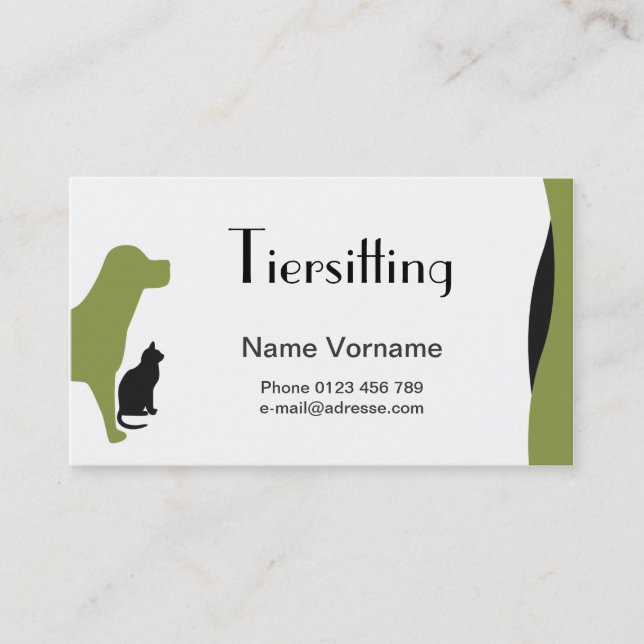 Carte De Visite Soins aux animaux domestiques (Devant)