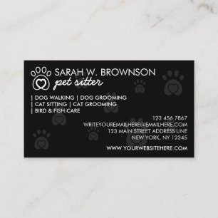 Carte De Visite Soins aux Animaux Empreinte de Patte Vétérinaire